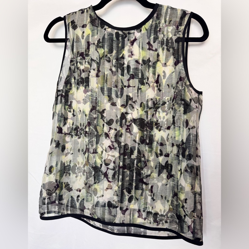 ERDEM Abstract Floral Tank Top - Black, Gray, Yellow